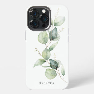 Etui iPhone 13 Pro Succulent de verdure de script de eucalyptus flora