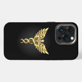 Etui iPhone 13 Pro Symbole caducee polygonale or (Verso Horizontal)