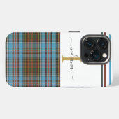 Etui iPhone 13 Pro Tartan Clan Anderson Écriture Monogramme Carreaux (Verso Horizontal)