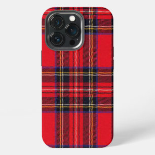 Etui iPhone 13 Pro tartan Royal Stewart rouge noir carreaux