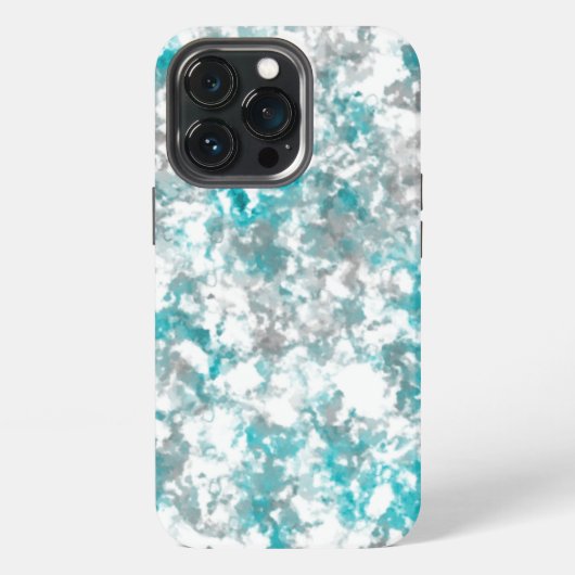 Etui iPhone 13 Pro texture gris turquoise et marbre blanc (Dos)