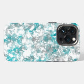 Etui iPhone 13 Pro texture gris turquoise et marbre blanc (Verso Horizontal)