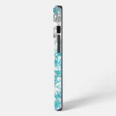 Etui iPhone 13 Pro texture gris turquoise et marbre blanc (Côté gauche)