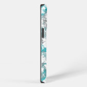 Etui iPhone 13 Pro texture gris turquoise et marbre blanc (Côté droit)