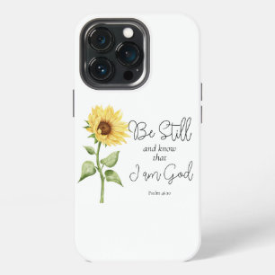 Etui iPhone 13 Pro Tournesol Sois calme et sache que je suis Dieu