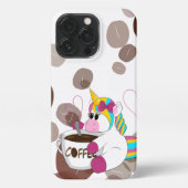 Etui iPhone 13 Pro Unicorn with coffee (Verso)