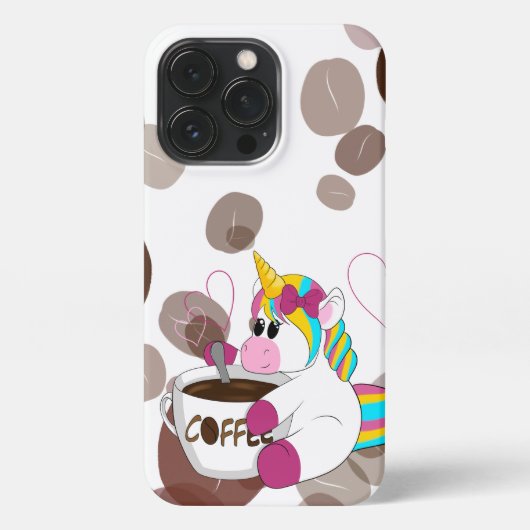 Etui iPhone 13 Pro Unicorn with coffee (Verso)