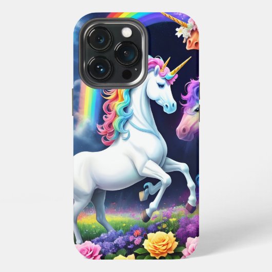 Etui iPhone 13 Pro Unicorne arc-en-ciel une (Dos)