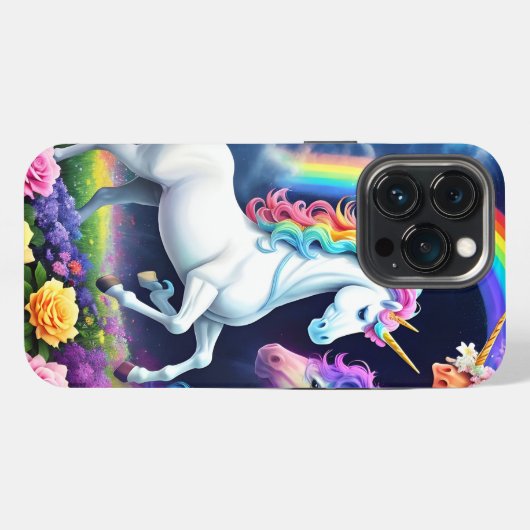 Etui iPhone 13 Pro Unicorne arc-en-ciel une (Verso Horizontal)
