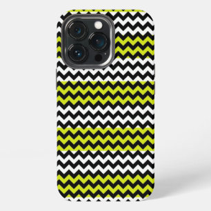 Etui iPhone 13 Pro Vert Noir Blanc Chevron Zigzag