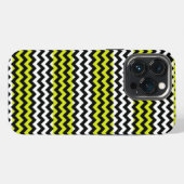 Etui iPhone 13 Pro Vert Noir Blanc Chevron Zigzag (Verso Horizontal)