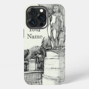 Etui iPhone 13 Pro Vieille fontaine dans le parc avec garçon sculpté