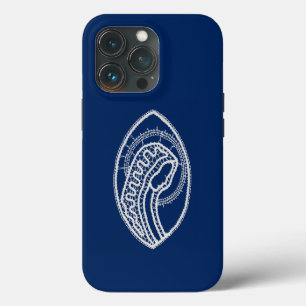 Etui iPhone 13 Pro Vierge Marie, dentelle blanche, bleu marine
