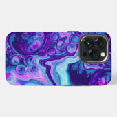 Etui iPhone 13 Pro Violet, Bleu, Marbre Rose Bokeh Fluid Art (Verso Horizontal)