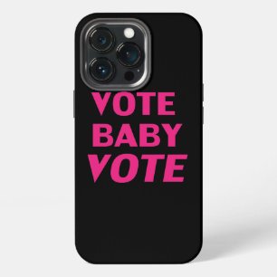 Etui iPhone 13 Pro Vote bébé vote rose vif typographie moderne noire