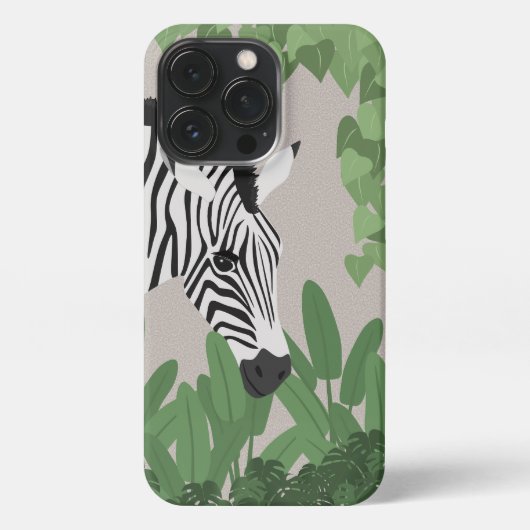 Etui iPhone 13 Pro Zebra amongst Leaves Phone Case (Verso)