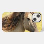 Etui iPhone 13 Profil de cheval beige (Verso Horizontal)