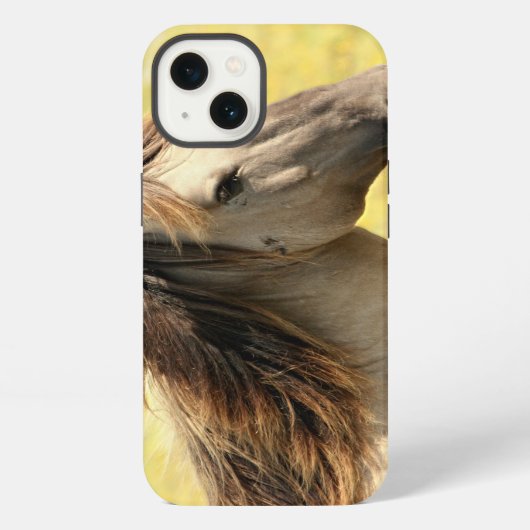 Etui iPhone 13 Profil de cheval beige (Verso)