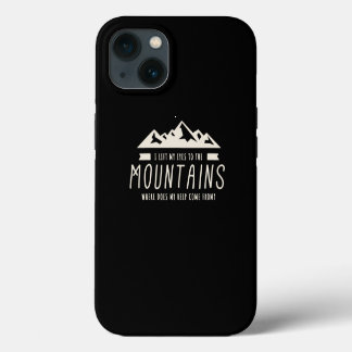 Etui iPhone 13 Psaume 121 Montagne Bible chrétienne Verse