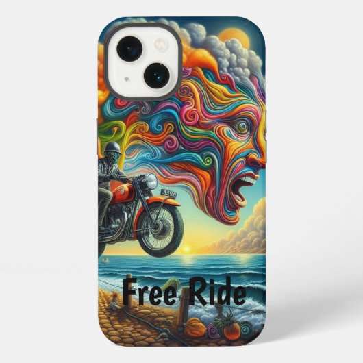 Etui iPhone 13 Psychedélique Motorcycle Dreamscape (Verso)