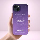 Etui iPhone 13 Purple Galaxy Ombre Business Logo & Social Media<br><div class="desc">Faites la promotion de votre marque avec ce coque iphone galaxy sombre, conçu pour votre logo d'entreprise personnalisé, texte éditable, et les icônes de médias sociaux. Idéal pour la publicité, le réseautage ou le don, ce design cosmique allie une ambiance moderne à un visuel audacieux. Ajoutez votre logo ici et...</div>