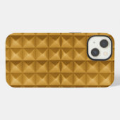 Etui iPhone 13 Pyramides, triangles texture dorée. (Verso Horizontal)