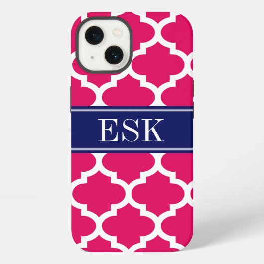 Etui iPhone 13 Raspberry Moroccan #5 Navy 5c ESK Monogramme (Verso)