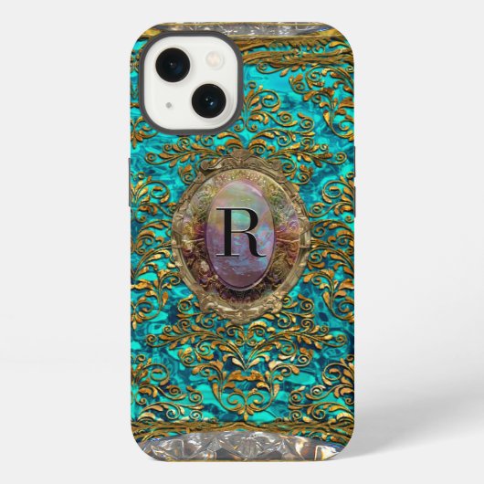 Etui iPhone 13 Ravone Damask Baroque Monogramme (Verso)