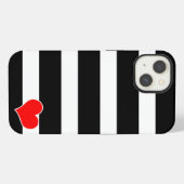 Etui iPhone 13 Rayé noir et blanc tendance (Verso Horizontal)