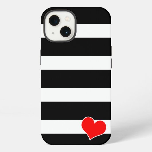 Etui iPhone 13 Rayé noir et blanc tendance (Verso)