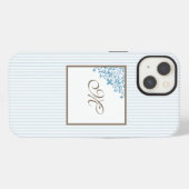 Etui iPhone 13 Rayo bleu français Fleur de Lis Monogramme Script (Verso Horizontal)