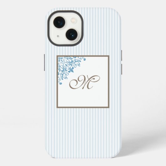 Etui iPhone 13 Rayo bleu français Fleur de Lis Monogramme Script (Verso)