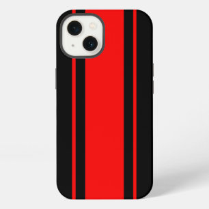 Etui iPhone 13 Rayure de course noire et rouge