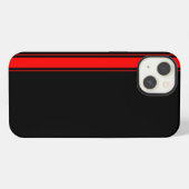 Etui iPhone 13 Rayure de course noire et rouge (Verso Horizontal)