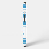 Etui iPhone 13 Rayure horizontale bleue avec monogramme (Côté gauche)