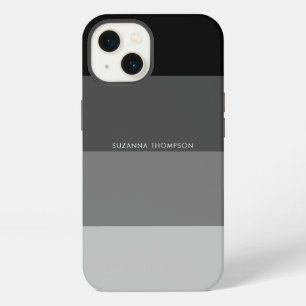 Etui iPhone 13 Rayure Horizontale Moderne Couleurs Noir & Gris