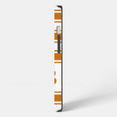 Etui iPhone 13 Rayure horizontale orange avec monogramme (Côté gauche)