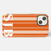 Etui iPhone 13 Rayure victorienne de kaki avec monogramme (Verso Horizontal)