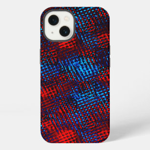 Etui iPhone 13 Rayures croisées rouges et bleues dans des carrés 