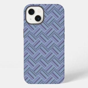 Etui iPhone 13 Rayures diagonales bleu-gris tissent un motif Case