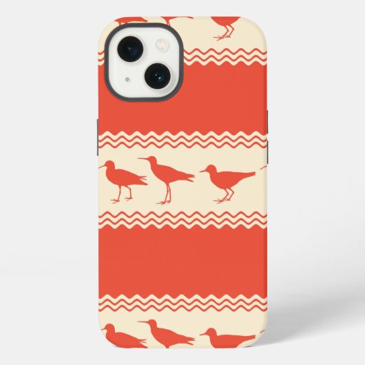 Etui iPhone 13 Rayures d'oiseau de limicole de sable côtier de co (Verso)