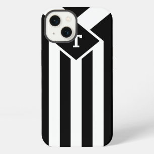 Etui iPhone 13 Rayures et chevrons blancs sur le noir avec le
