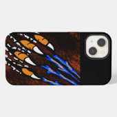 ETUI iPhone 13  RAYURES ORANGE ET NOIR    (Verso Horizontal)