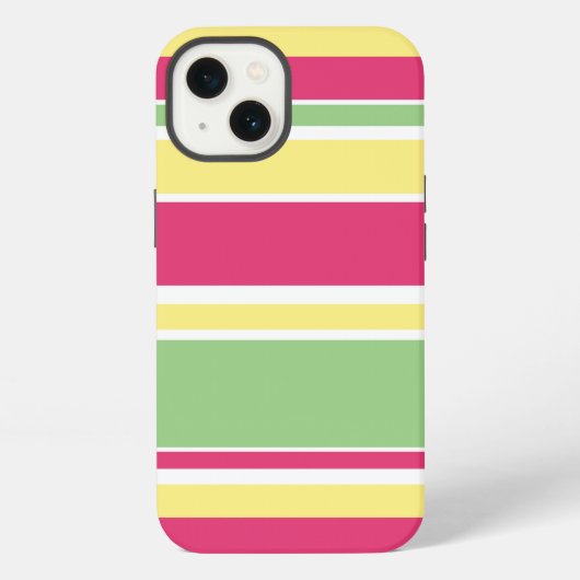 Etui iPhone 13 Rayures roses, vertes et jaunes Case-Mate iPhone c (Verso)