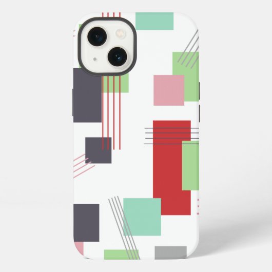 Etui iPhone 13 Rectangles et lignes abstraits (Verso)