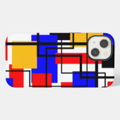 Etui iPhone 13 Rectangles et lignes Bauhaus - Blanc (Verso Horizontal)