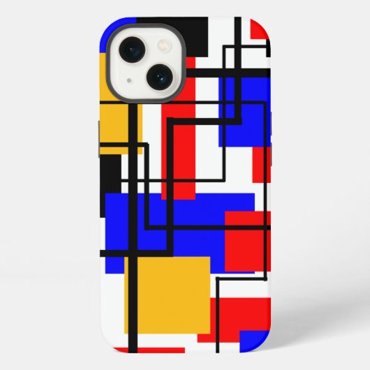 Etui iPhone 13 Rectangles et lignes Bauhaus - Blanc (Verso)