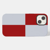Etui iPhone 13 Rectangles rouges et gris (Verso Horizontal)