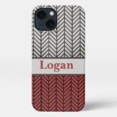 Etui iPhone 13 Red Black and Grey Black Masculine Chevron Pattern (Verso)