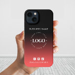 Etui iPhone 13 Red Black Ombre Business Logo & Social Media<br><div class="desc">Faites la promotion de votre entreprise avec cet élégant coque iphone,  avec arrière - plan noir foncé rouge,  logo et texte personnalisés. Ajoutez facilement votre logo en cliquant sur l'option "personnaliser".</div>